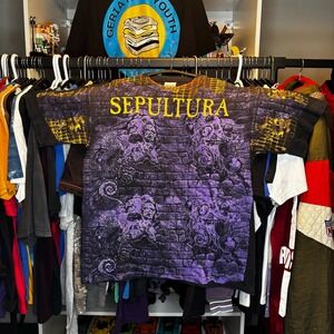 Vintage Sepultura AOP Shirt XL Wild Oats USA Single Stitch Rare 90s Metal Tee